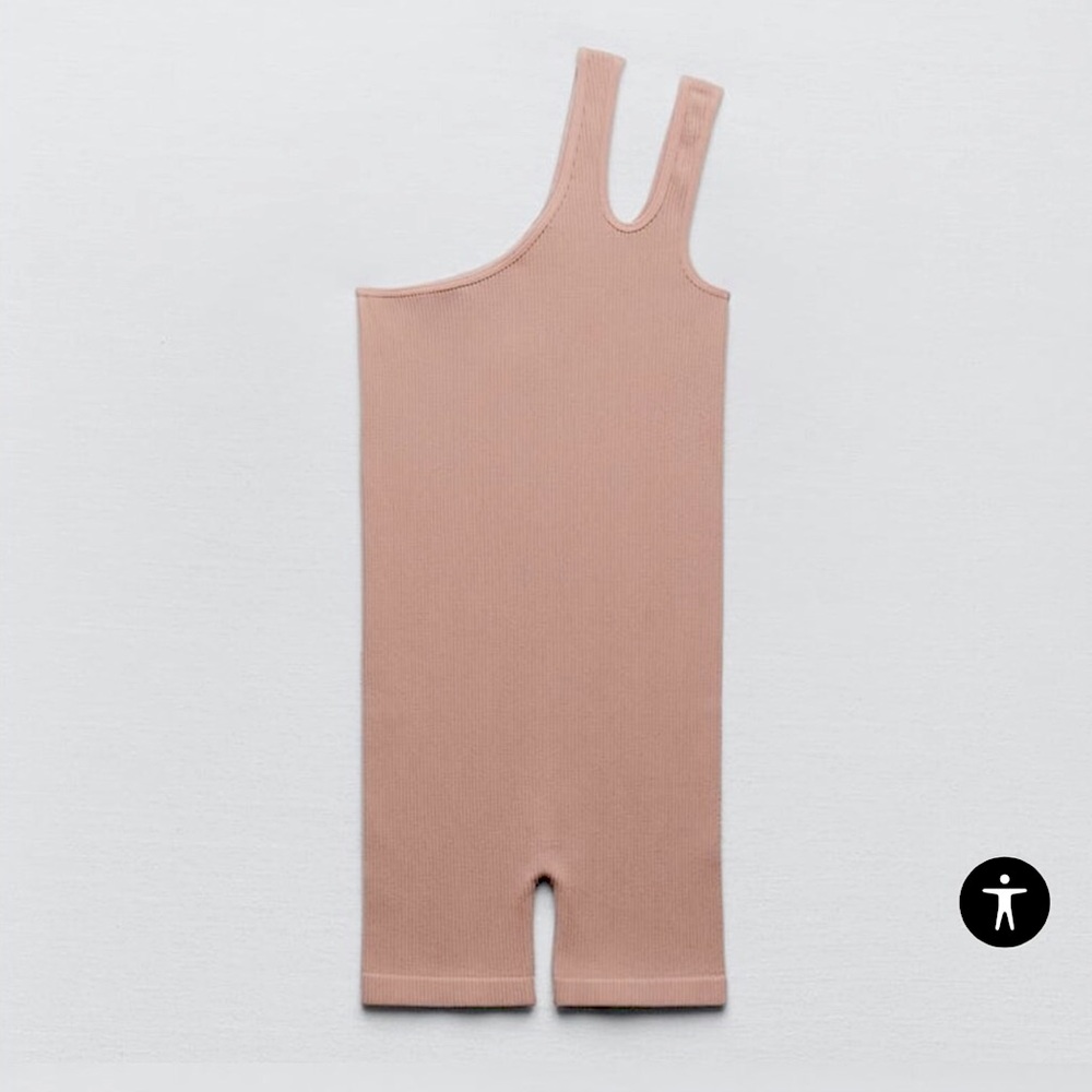 ZARA One Shoulder Seamless Onesie Jumpsuit